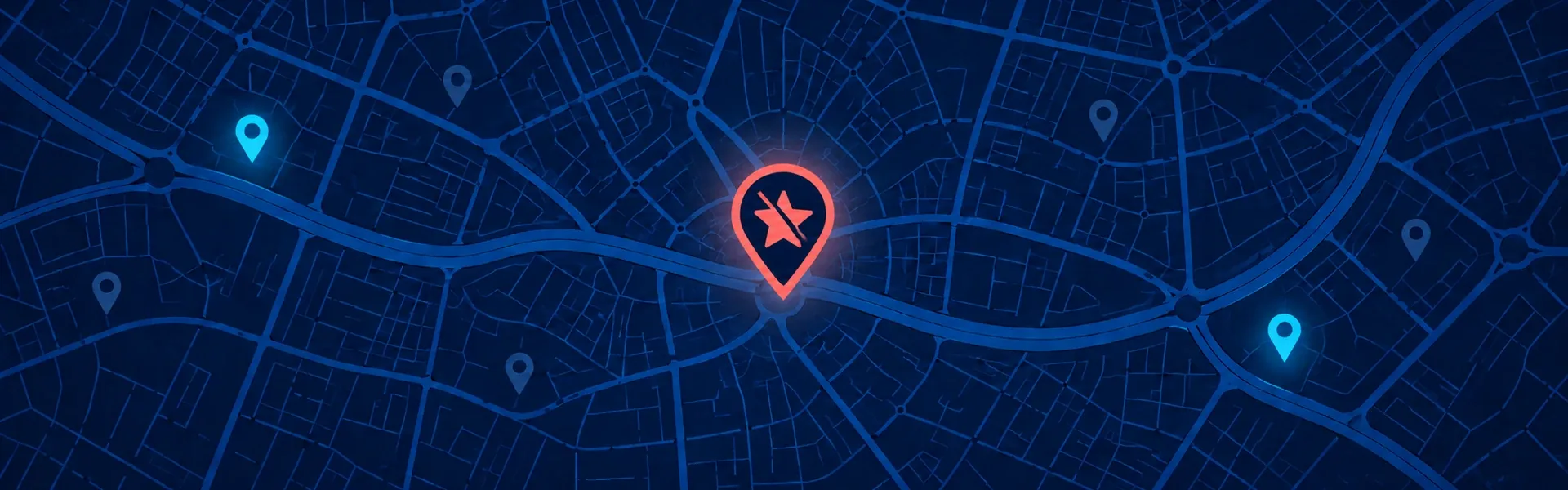 Mapa con un marcador y una reseña falsa marcada para denunciar: cómo eliminar reseñas falsas en Google