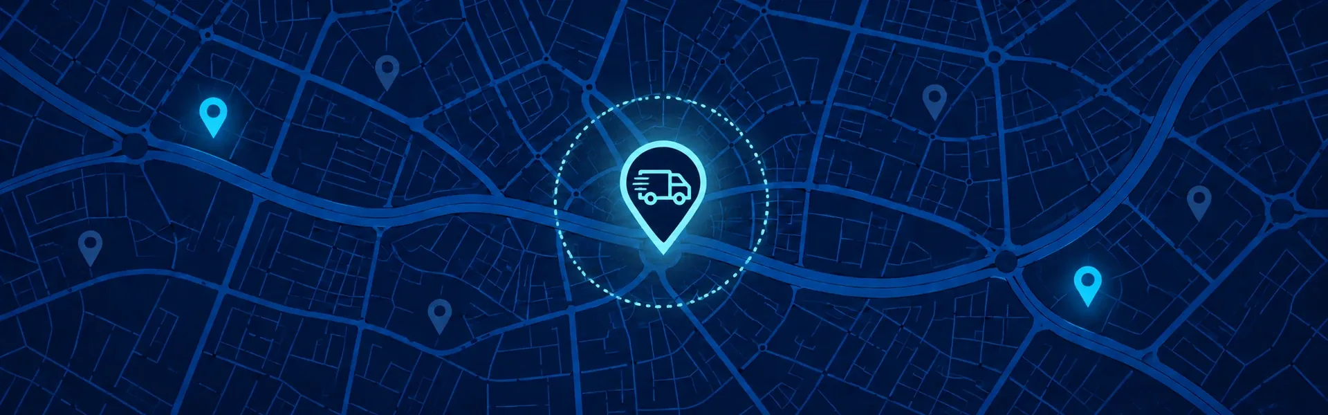 Mapa con una zona de servicio sombreada alrededor de un marcador: negocio a domicilio en Google Maps