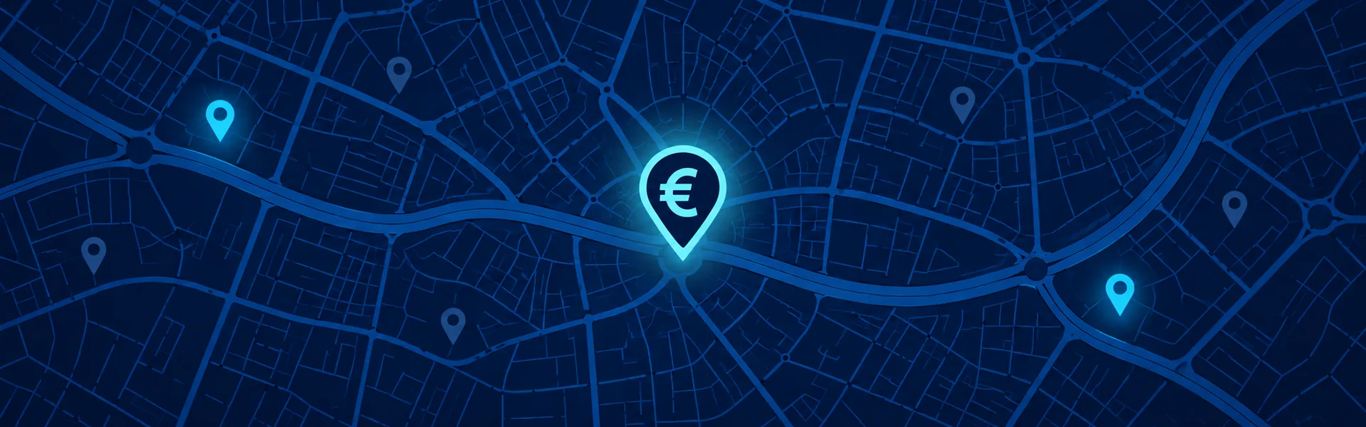 Mapa con un marcador con el símbolo del euro: el precio del SEO local para negocios de Málaga