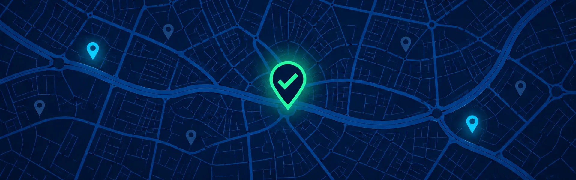 Mapa con un marcador y un símbolo de verificación: ficha de Google Business verificada